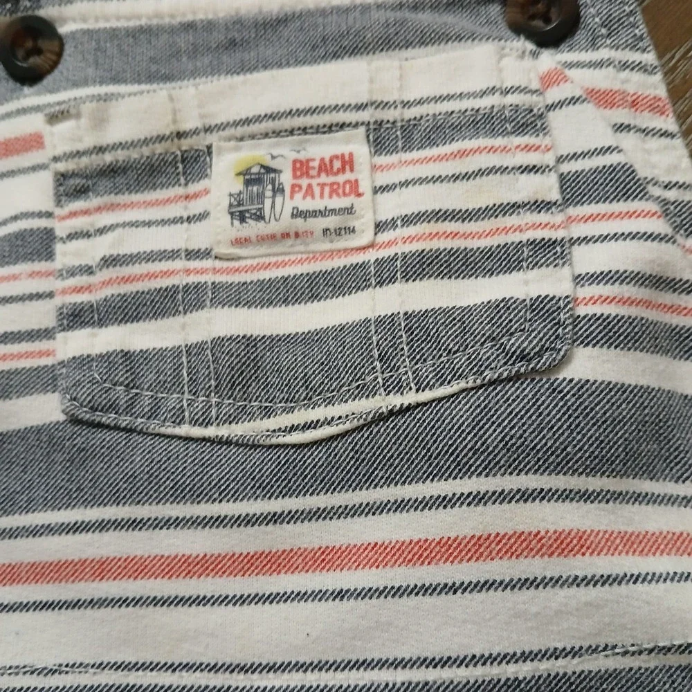 Carters Baby Beach Patrol Short Overalls 24 Months Horizontal Strips‎ SnapCrotch
